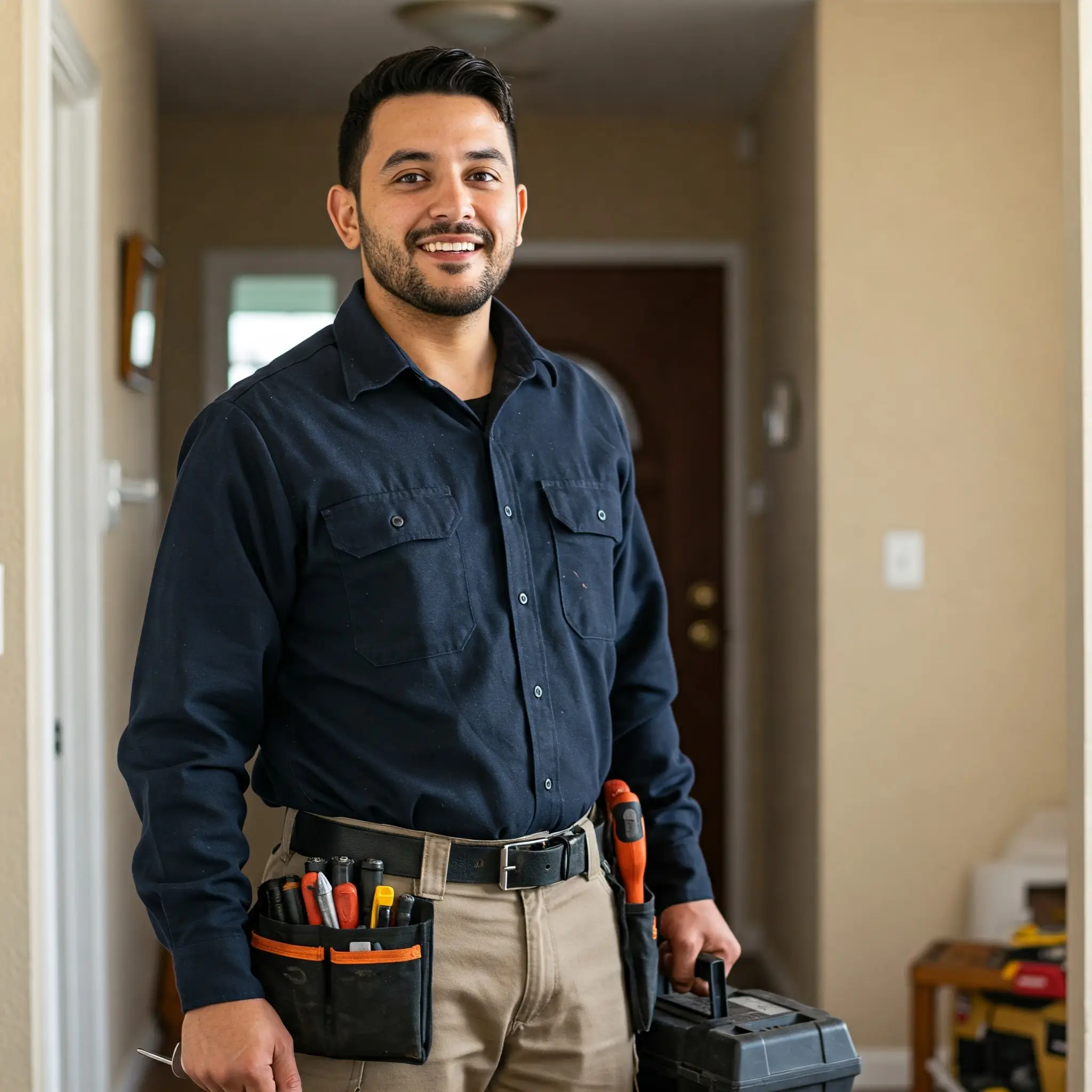 Profesional chileno realizando un servicio